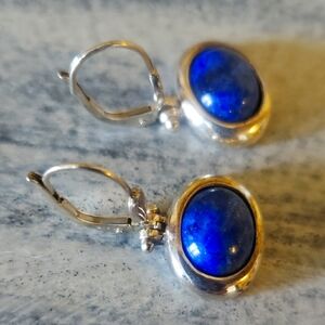 Vintage 925 Sterling Silver SU Lapis Lazuli Earrings Signed